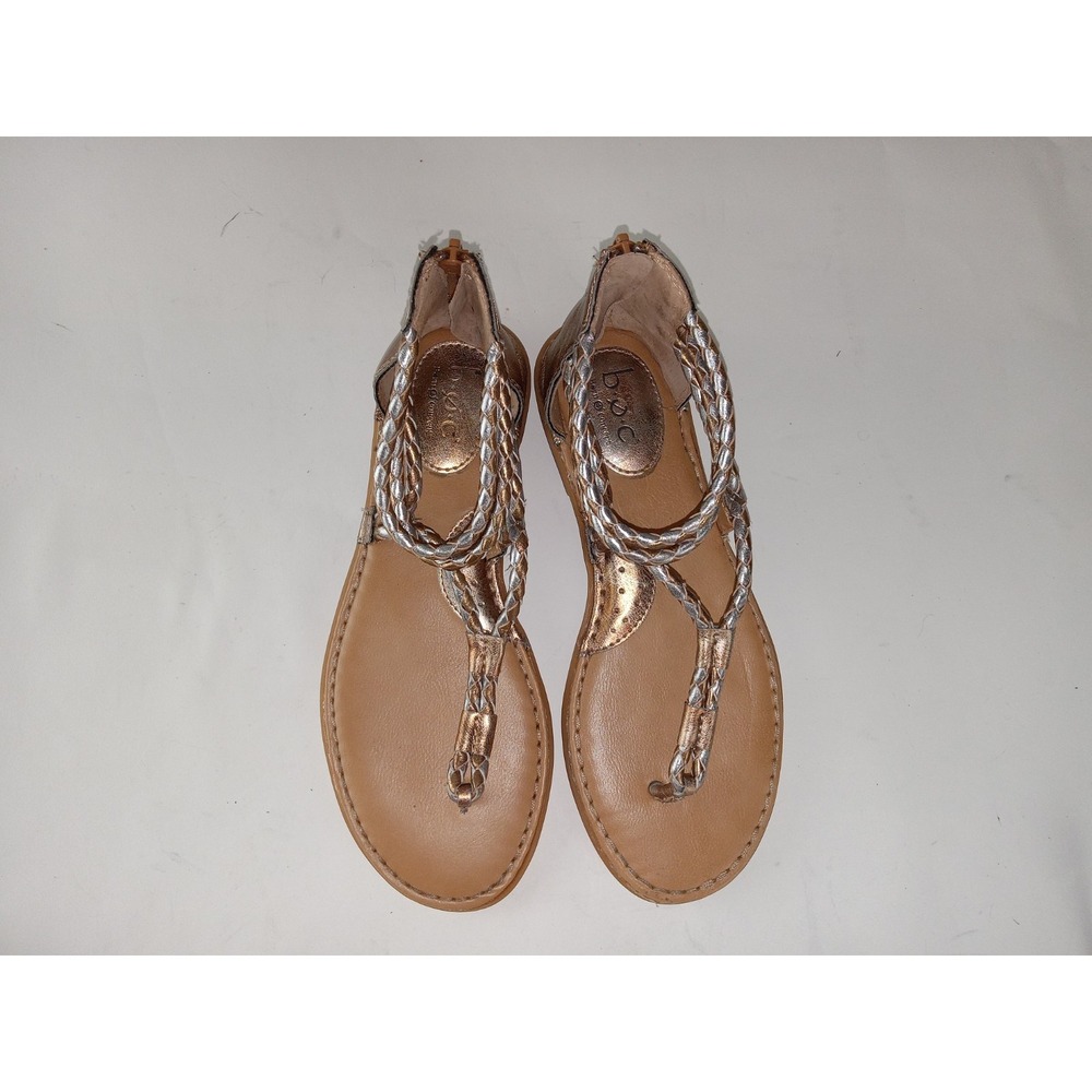 B.o.c Women's Concept Zip-Up Sandals Shoes Size 6 Bronze Silver Vegan Casual